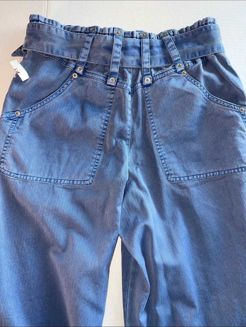 FREE PEOPLE We The Free Sloane Belted Pants Blue-Topaz Small - Picture 8 of 17